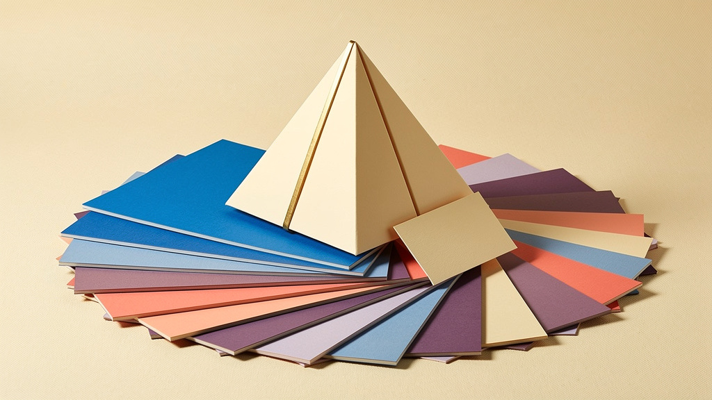 Blank colored paper sheets fan around a folded prism, a conceptual image of varied image-generation output.