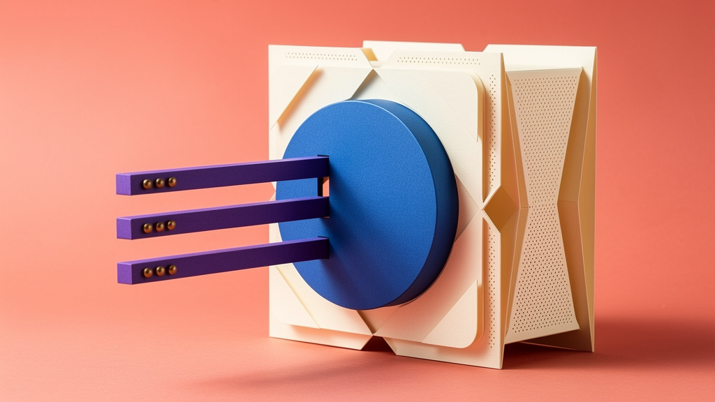 A single luminous cobalt paper model core supported by several delicate open, interrupted violet and brass rails, depicting DeepSeek's released but incomplete inference framework as a modular physical object.