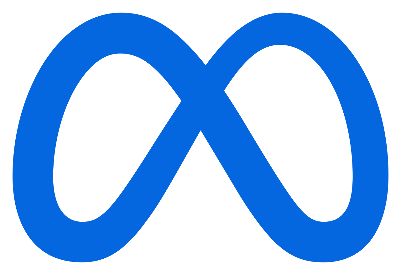Standalone blue Meta symbol on a transparent background.