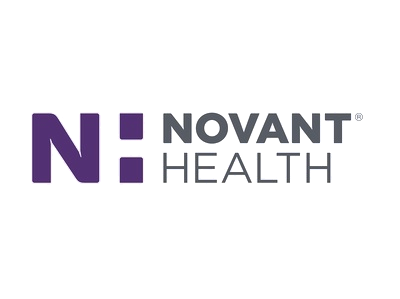 Official Novant Health purple and gray wordmark on a cream background.