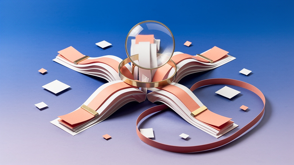 Blank folded patient-routing paths beneath a magnifying lens illustrate triage model discrimination without asserting improved outcomes.